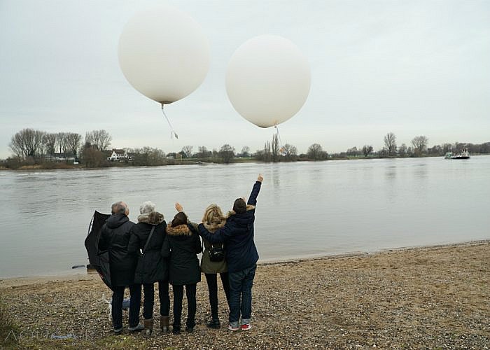 Ballonverstreuung mit Helium Ballonnen in Düsseldorf am Rhein