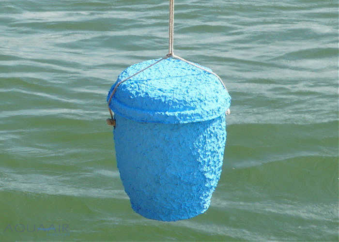 asbijzetting met een biologisch afbreekbare blauwe zee-urn