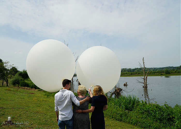 ascheverstreuung mit heliumballons am rheinufer