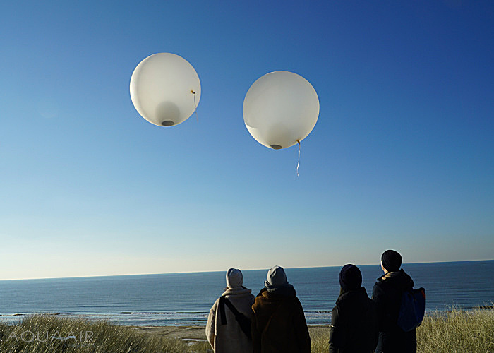 ballonverstrooiing op het duin bij parnassia aan zee asverstrooiing